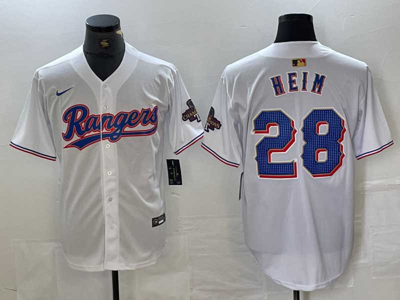 Men's Texas Rangers #28 Jonah Heim White 2023 World Series Champions Cool Base Jersey,We sell and wholesale Men's Texas Rangers #28 Jonah Heim White 2023 World Series Champions Cool Base Jersey on line form chian!